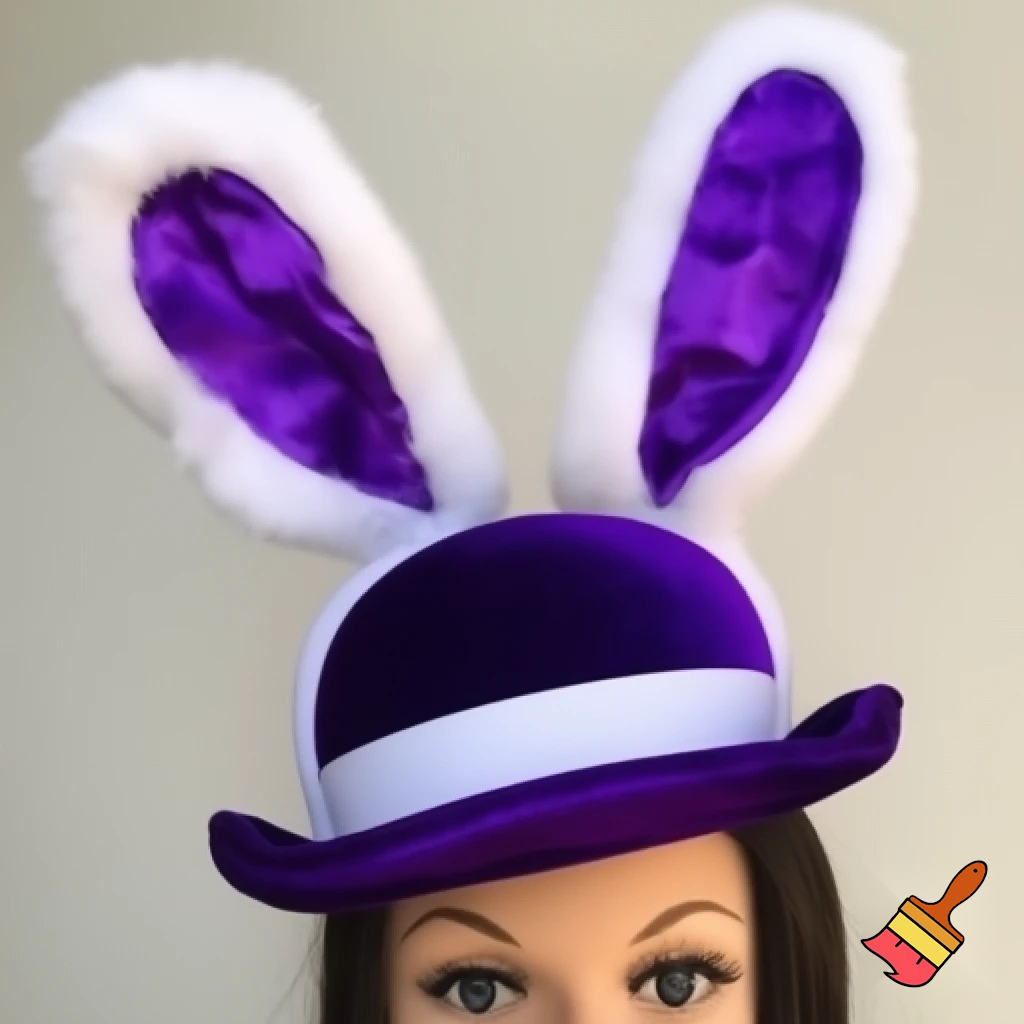 Easter bunny headband, top hat, Easter hat headband, top hat, purple and white, purple and white velvet top hat