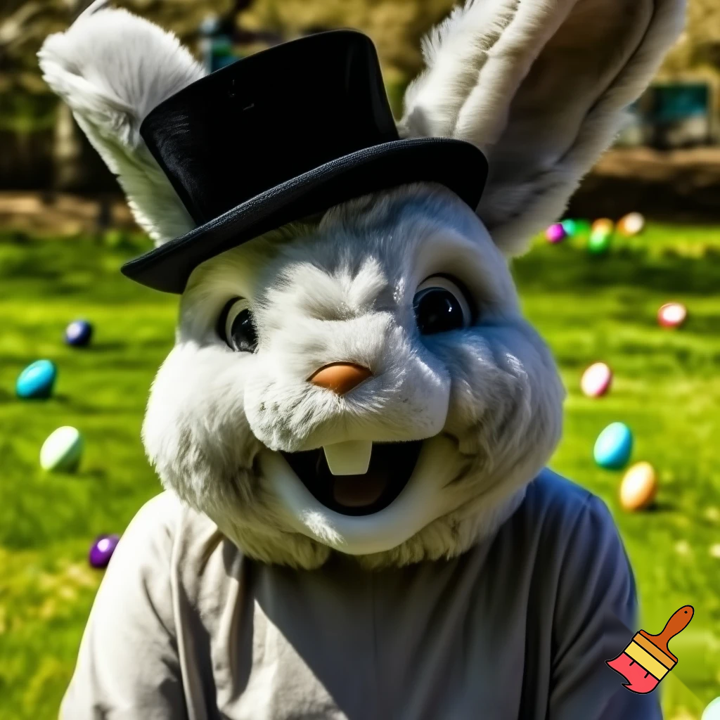 Easter bunny mascot costume top hat