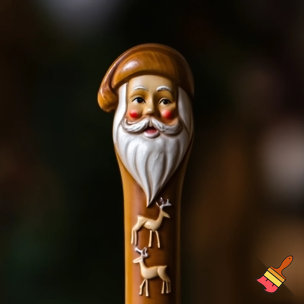 Russian Santa Claus walking stick with with t reindeers magic walking stick a plastic plastic Russian Santa Claus walking stick