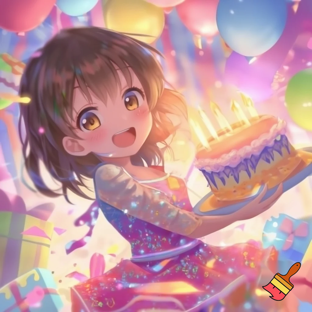 Anime girl in bday