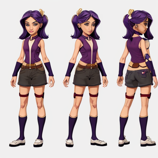 a reference sheet for a girl character design extraordinary