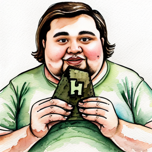 fat person eating a minecraft dirt block