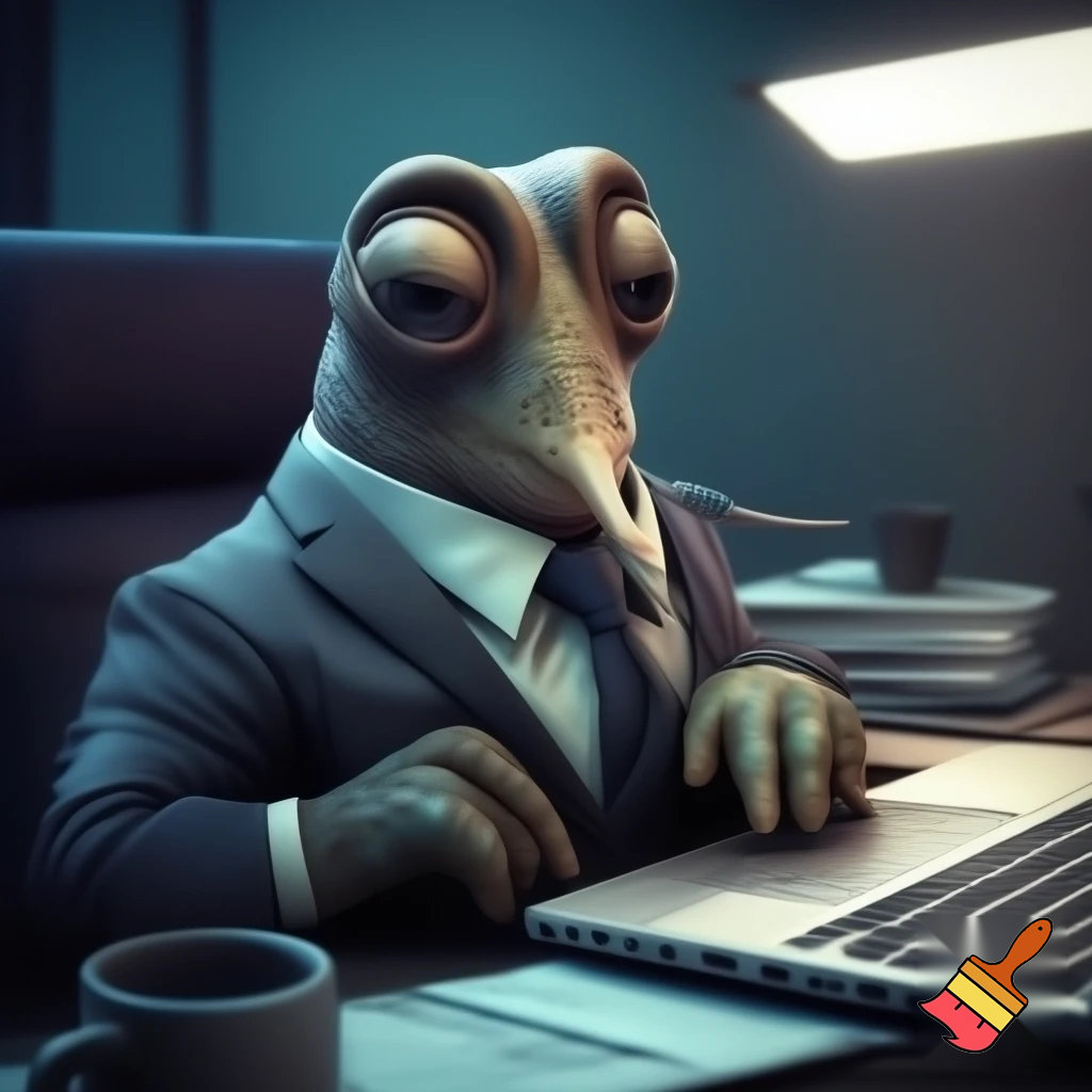corporate slug typing on computer