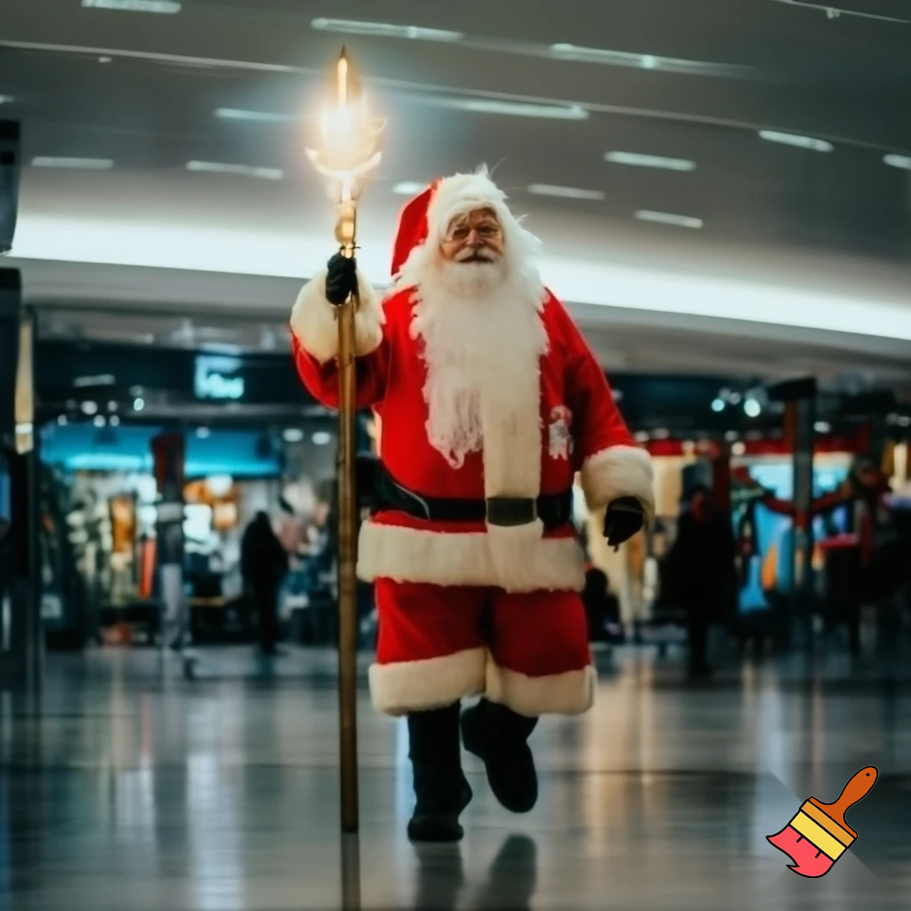 Santa Claus magic walking stick staff Russia shopping Centre Australia shopping immune in a star