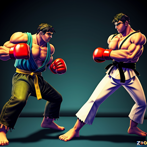 fait moi une image jacket de jeu vidéo avec le titre Zoo Punch qui est un jeu de combat à la street fighter avec un style low poly