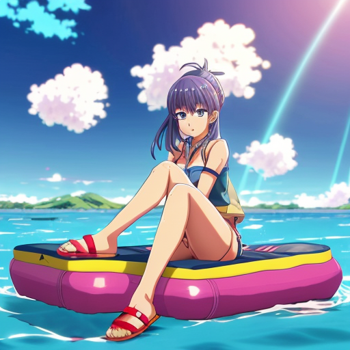 2d image of an African American girl on a raft