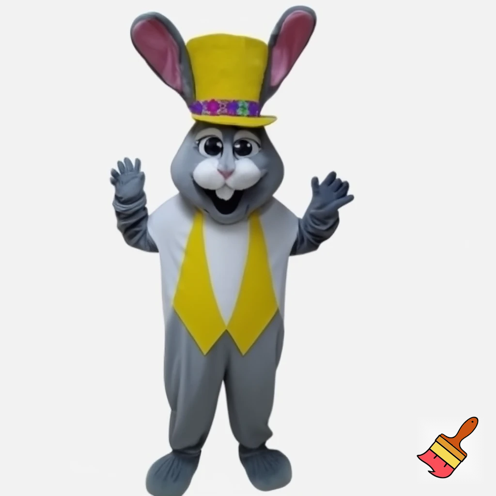 Easter bunny mascot top hat costume