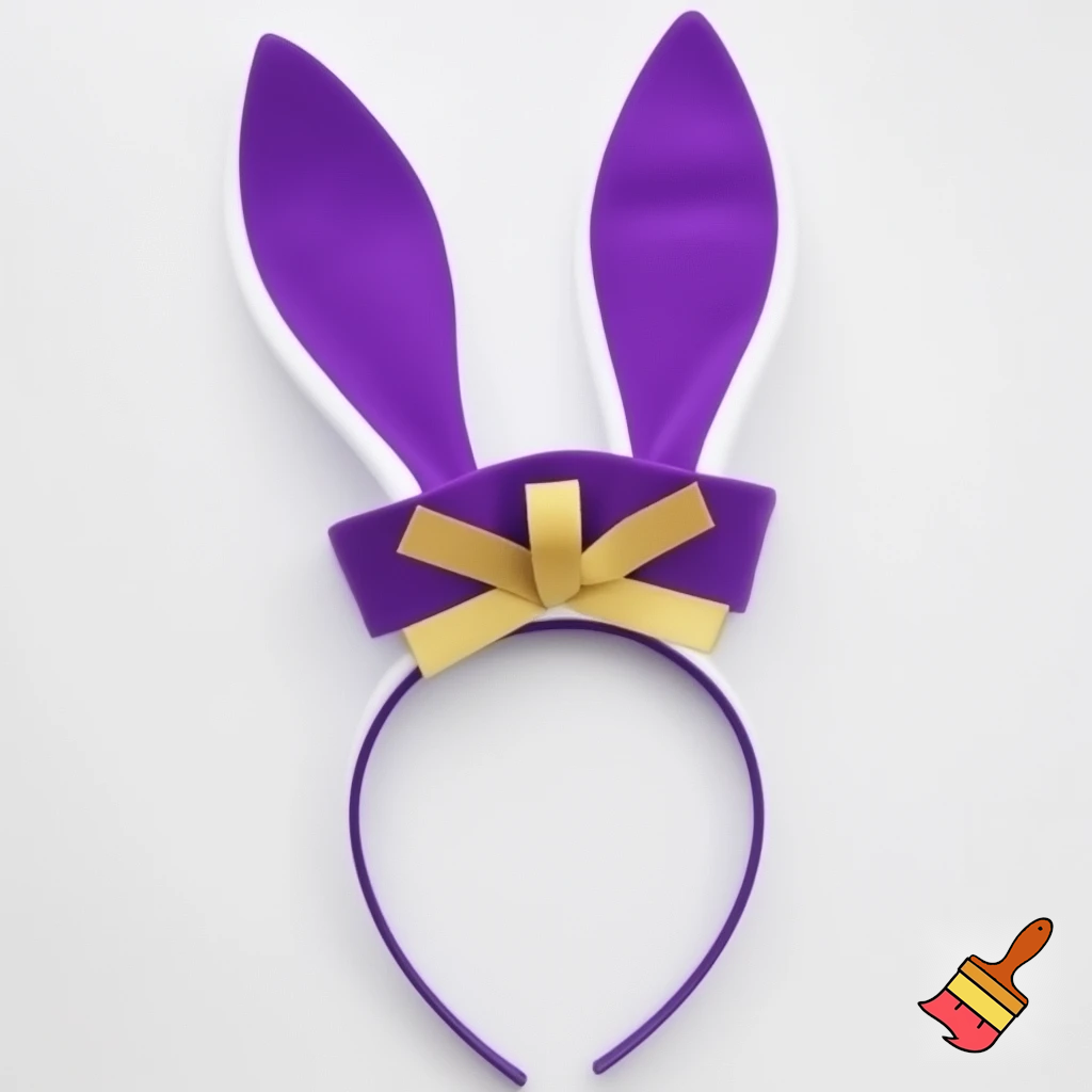  Purple and white Easter bunny headband top hat headband with gold