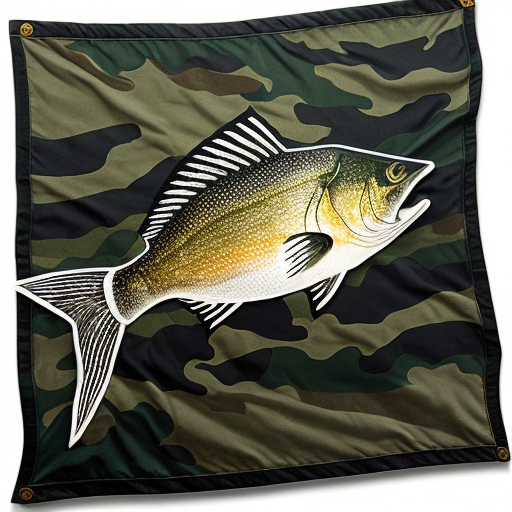 camo flag with a bass fish on it and 2 stars