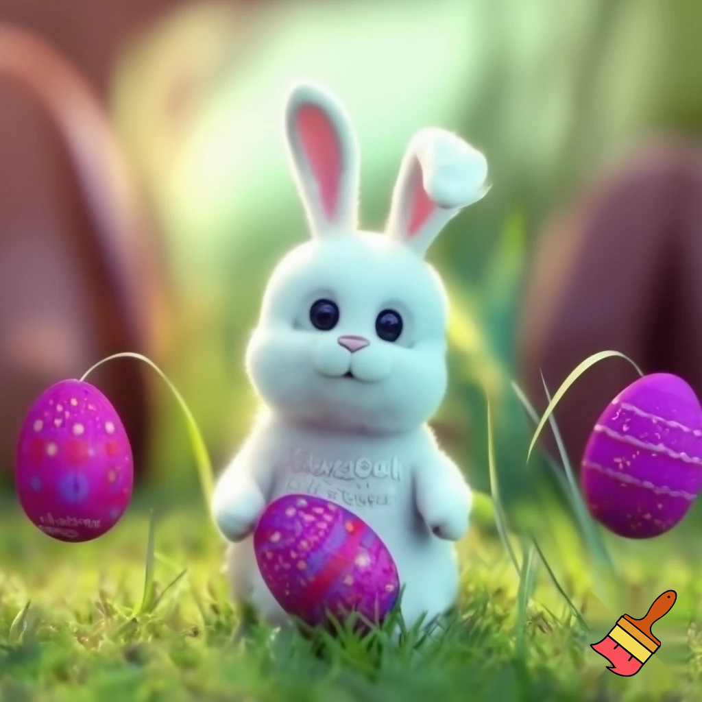 The toy Easter bunny and I see you little goat Dwayne your nasty little goat