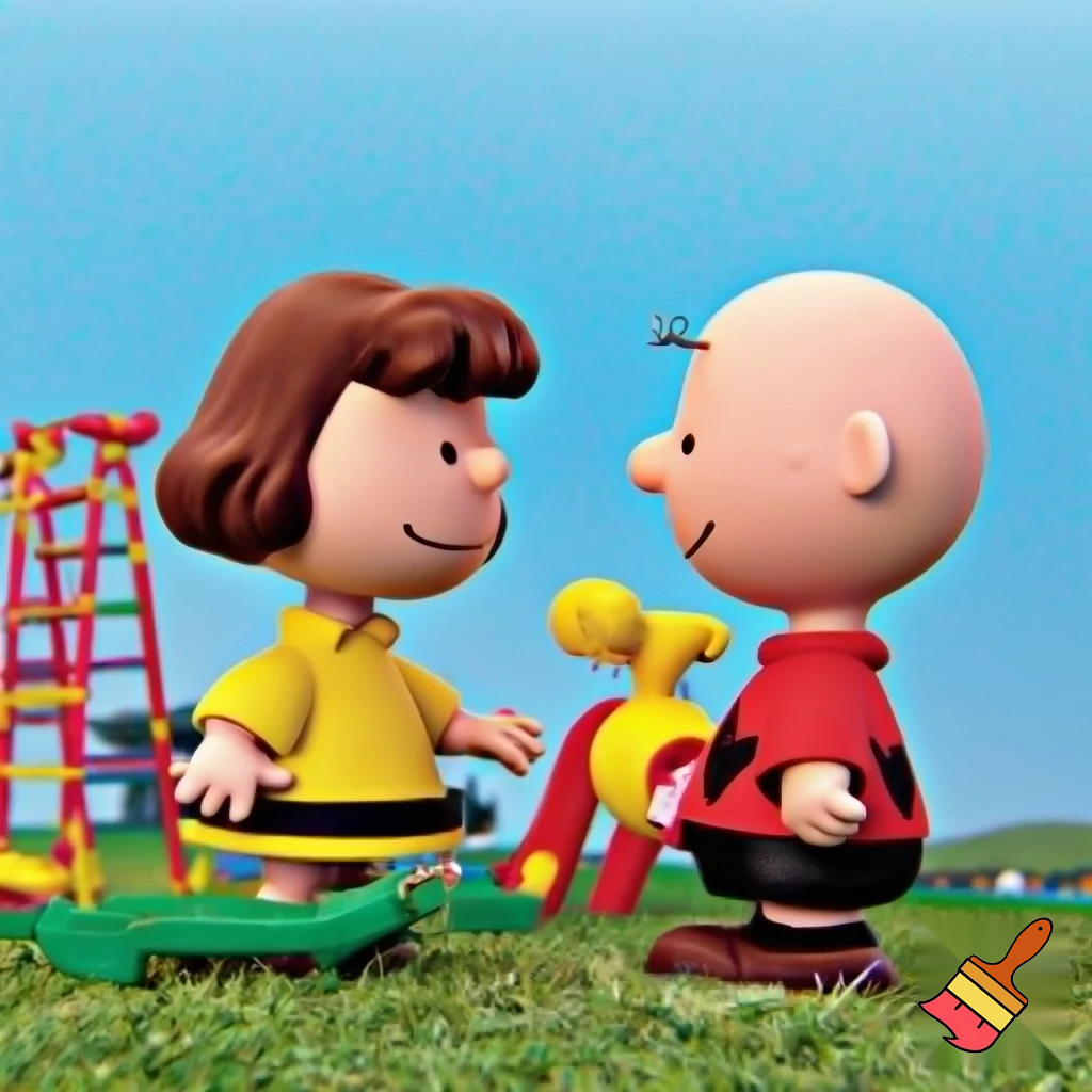 Charlie Brown with Peppermint Patty. They are in the playground and Charlie Brown is fucking Peppermint Patty.
