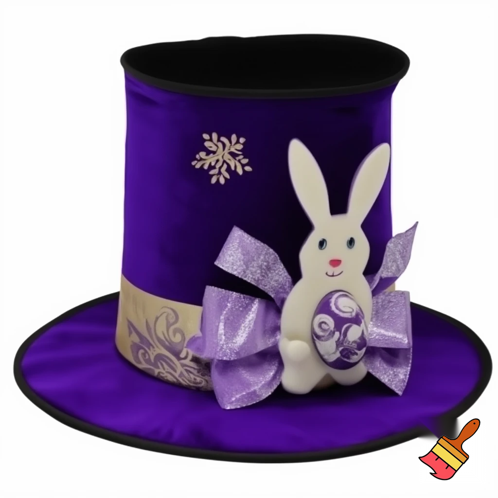 Easter bunny top hat headband, purple and white gold and silver top hat black purple dark purple special hat in delicate purple white, purple and fabric fabric and velvet white gold golden silver patterns Easter top hat