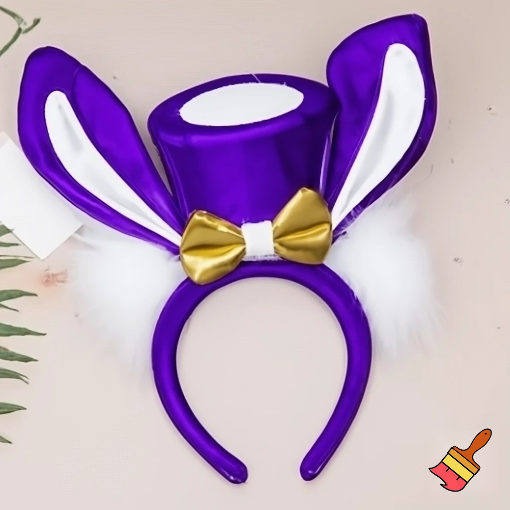  Purple and white Easter bunny headband top hat headband with gold