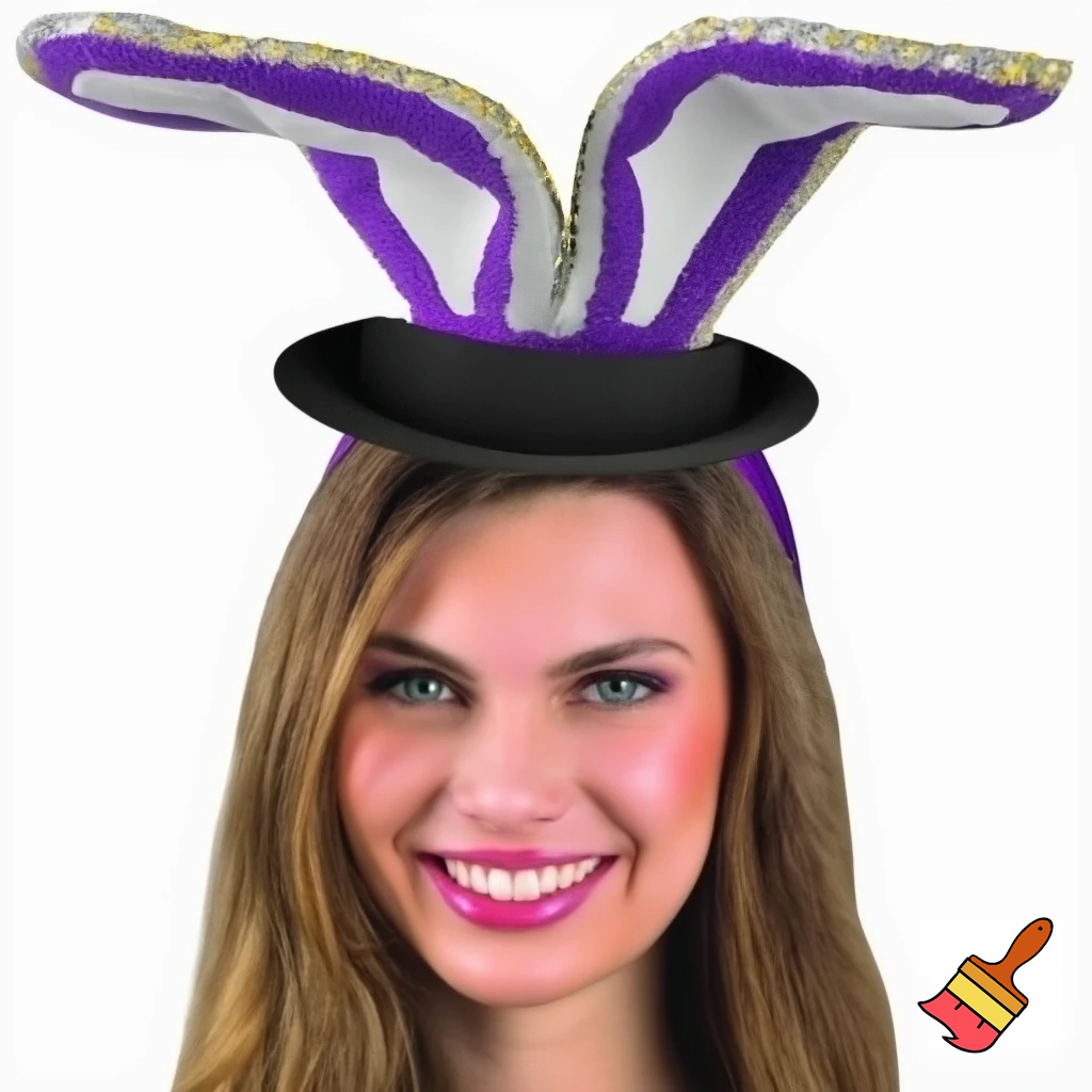 Easter bunny top hat headband, purple and white gold and silver top hat black purple dark purple special hat in delicate purple white, purple and white gold golden silver patterns Easter top hat