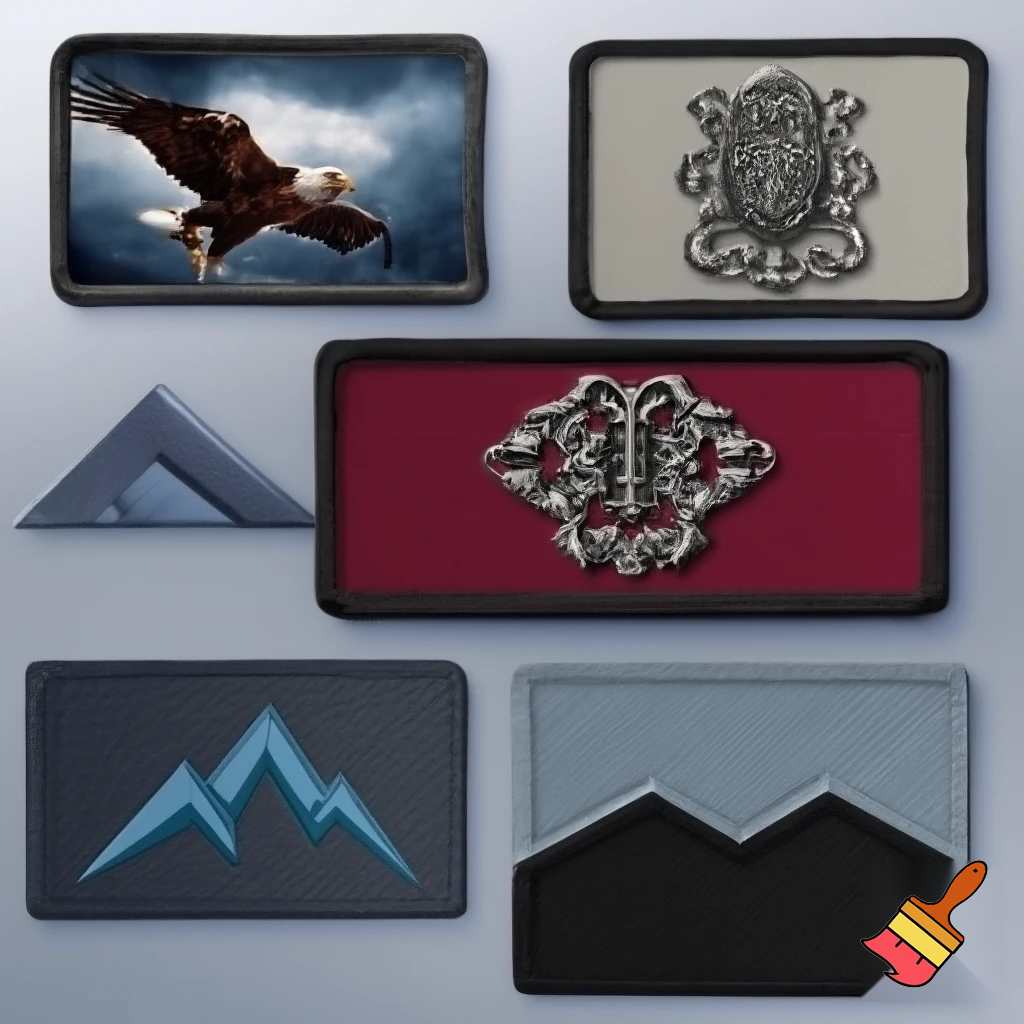 Создай патчи с разными изображениями прямоугольной формы для кепки 