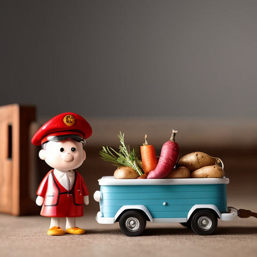 Tilt-shift photography of a miniature diorama of a wedding procession. Tiny potatoes as bride and groom. The groom's procession includes a DJ truck made from a matchbox and speakers from peanuts. The whole village of root vegetables is watching. Professional studio lighting, ultra-detailed textures, 3d render, C4D, octane render, unreal engine 5.