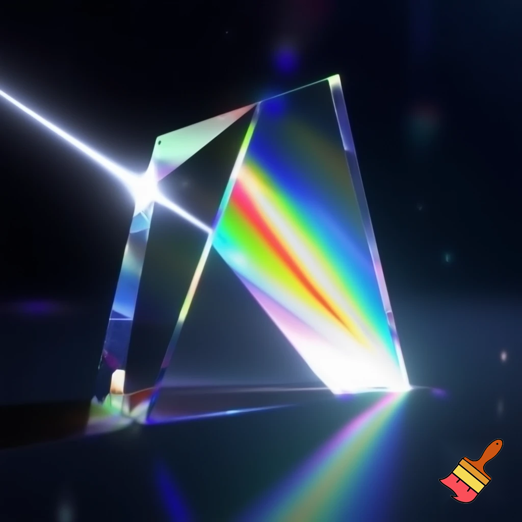It generates a refracted image, an optical phenomenon, using a prism and a ray of light.