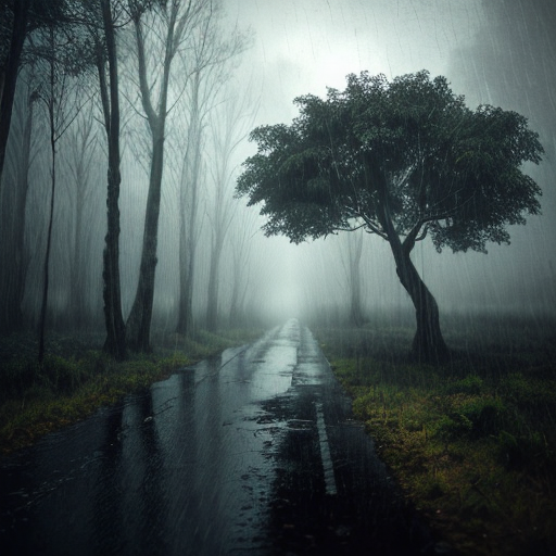 dark and gloomy environment forest rain