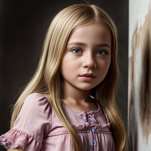 Turkish little girl, at age 12, blonde hair, dress