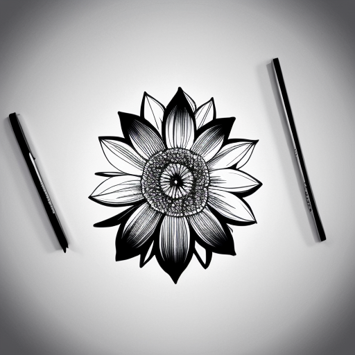 Flower doodle, black and white