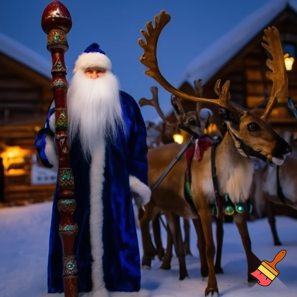 Russian Santa Claus walking stick with with t reindeers magic walking stick a plastic plastic Russian Santa Claus walking stick