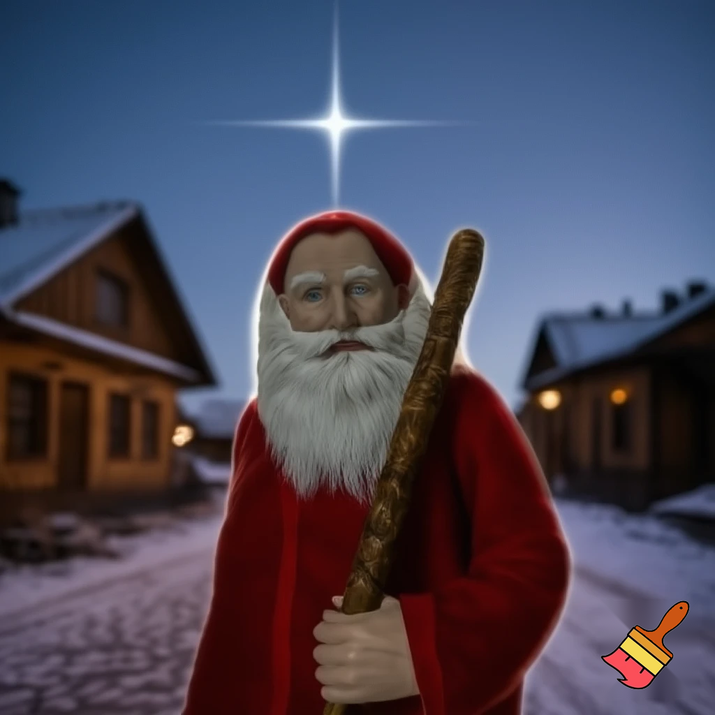 Santa Claus, Russia walking stick with the start the real Santa Claus
A star