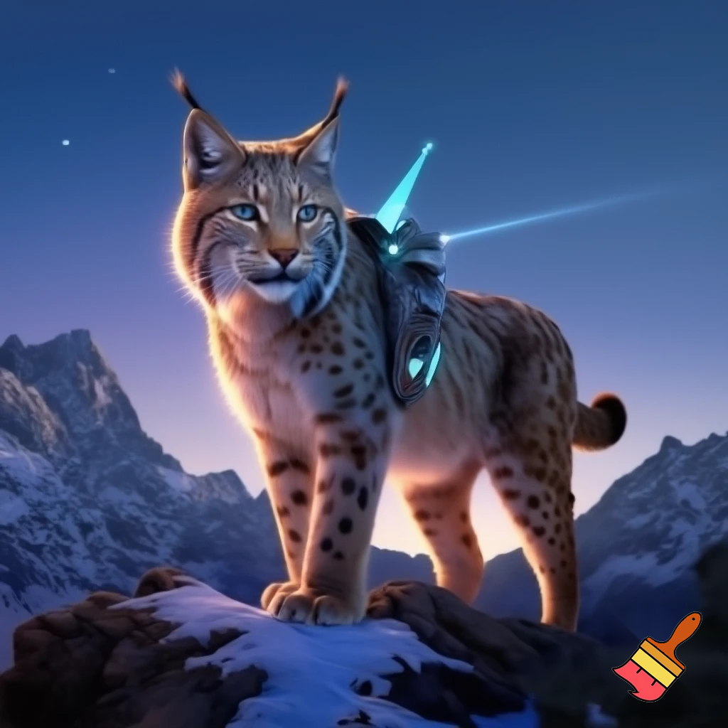 A lynx animal with a laser on its back