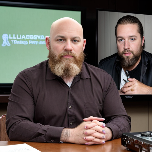 he's the professor and we are all  students at a lecture.bald guy with a beard trading futures ona big flatscreen tv set of 4, room with guns andf guitars aveytwhere and amps