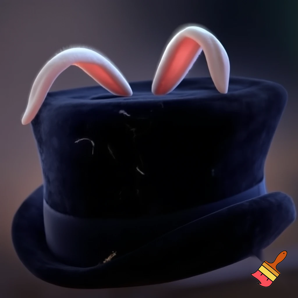 Black top hat with bunny ears velvet