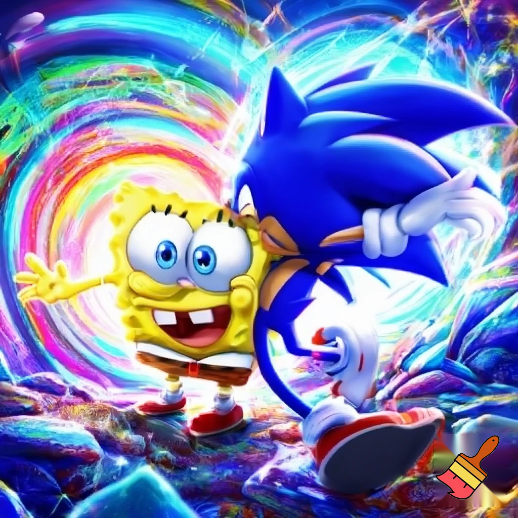 SpongeBob and sonic GPT Image