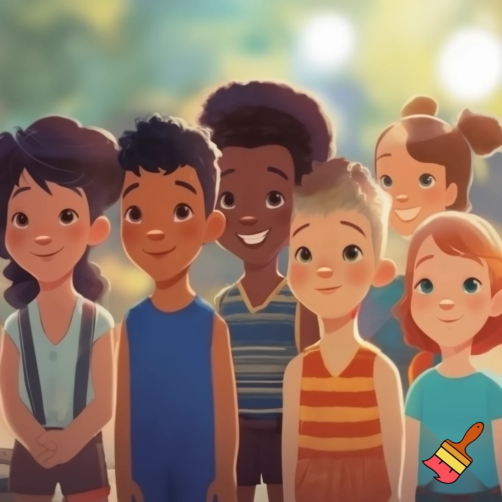 young kids from ethnic diverse backgrounds  side by side not holding hands

