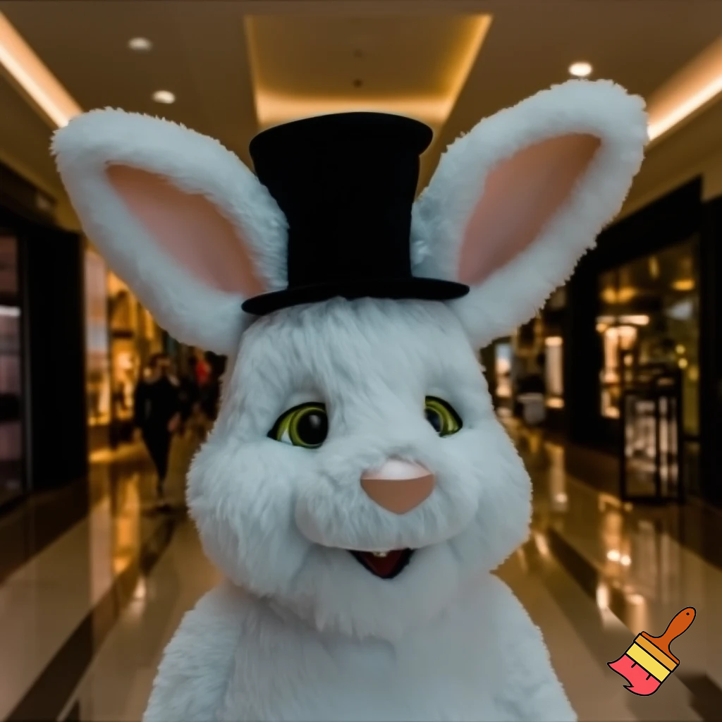 Mascot costume, Easter bunny top hat special top hat falcon gate shopping centre
