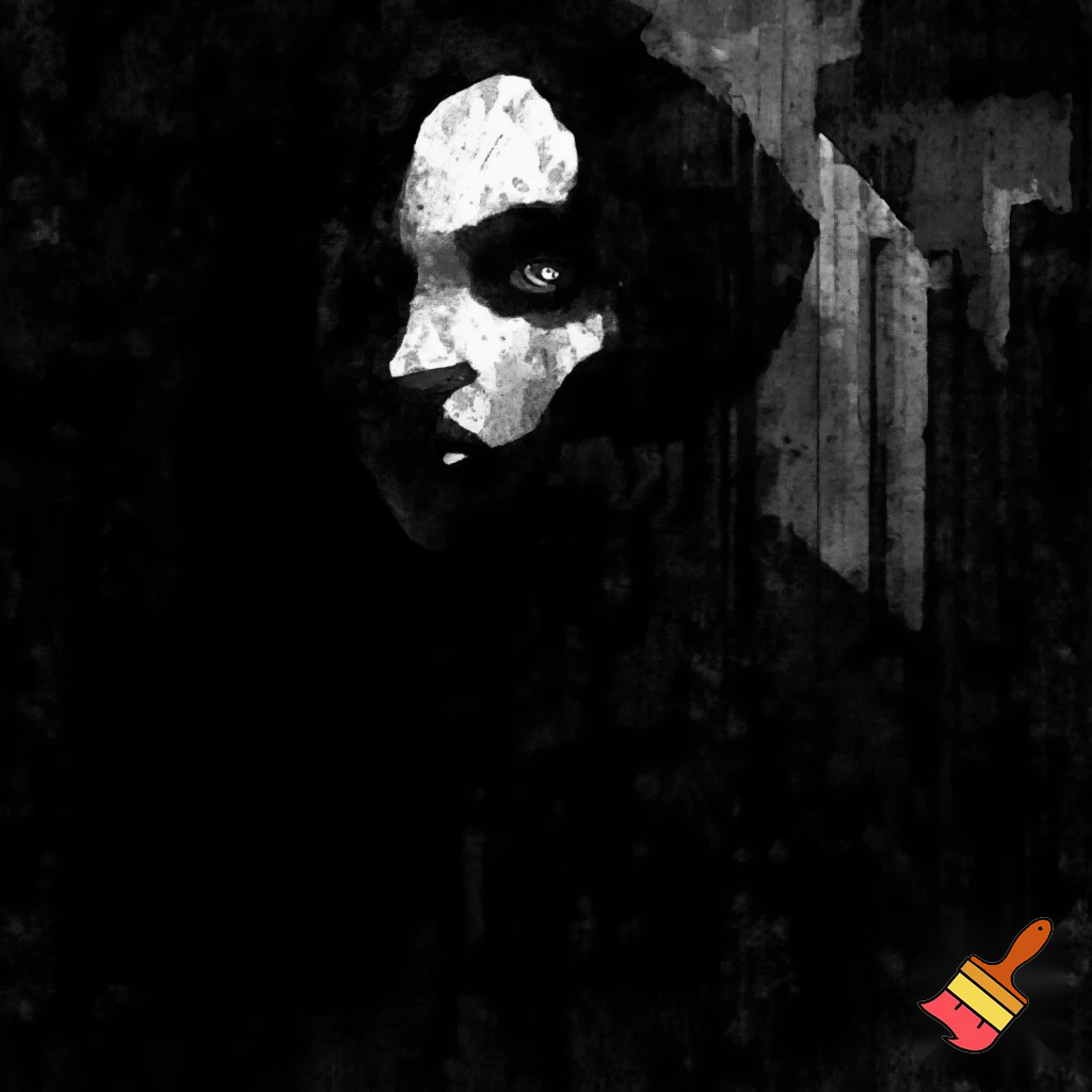 Bio-mechanical girl portrait, noise art. In the style of a 1920's German Expressionism. Black & white.