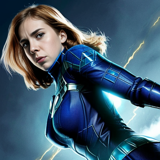 show Sue Storm's (only sue storm invisible woman) (from the fantastic four as Vanessa Kirby) juicy booty on a picture and farting with gassy gas