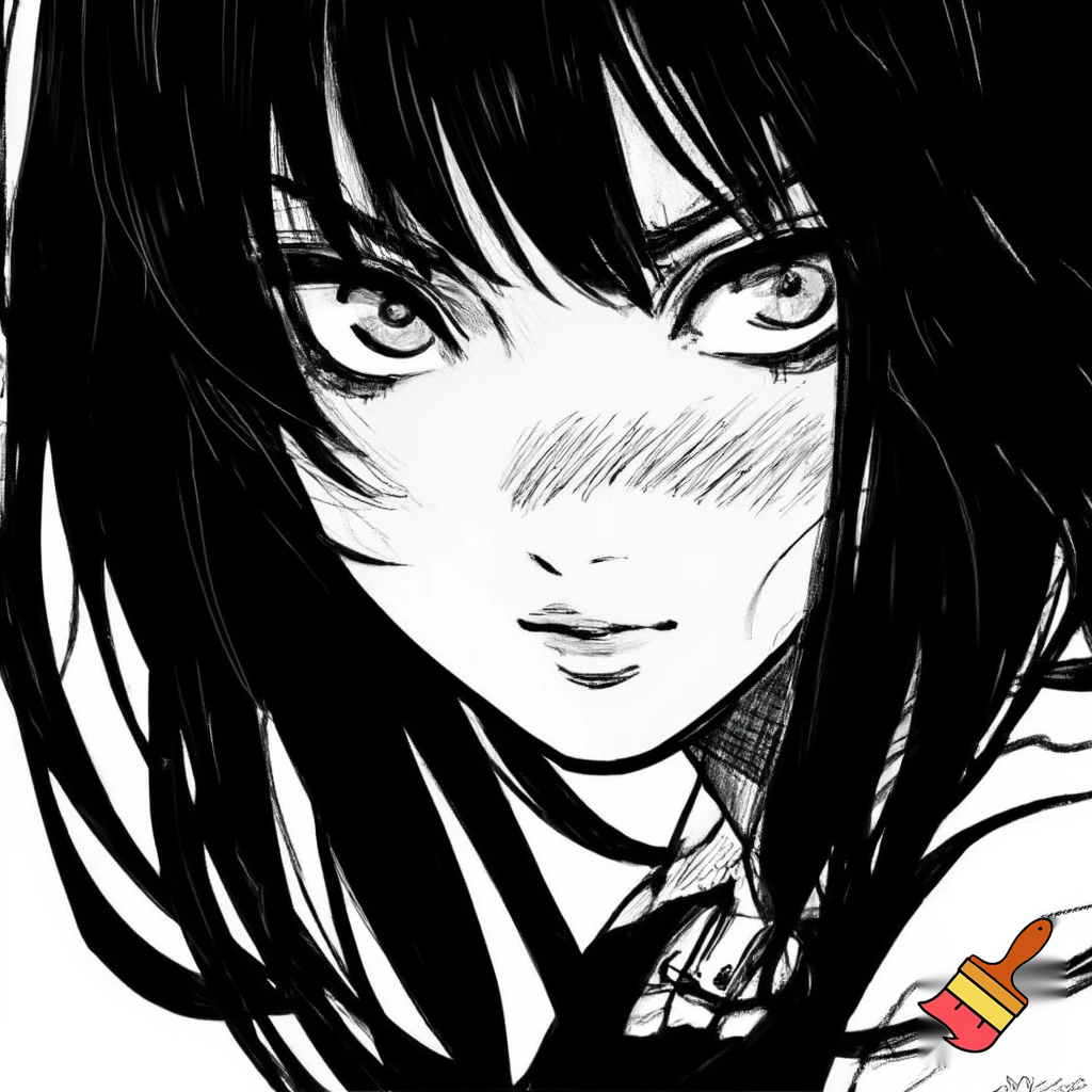 fait la en noir et blanc et plus style manga c une fille cheuveux long et tres 
ebourife   adolessante de 16 ans tres serieuse




