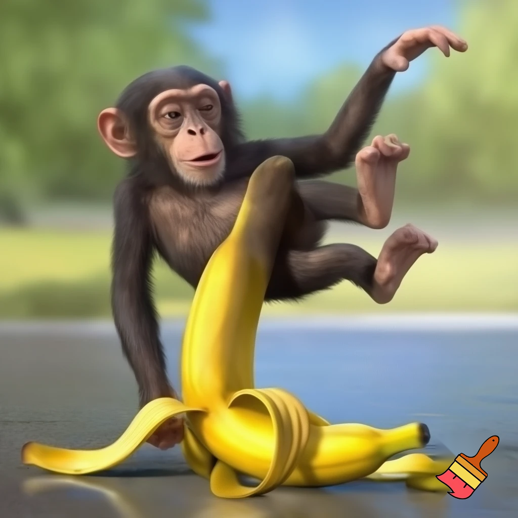 chimpanzee in a banana peel