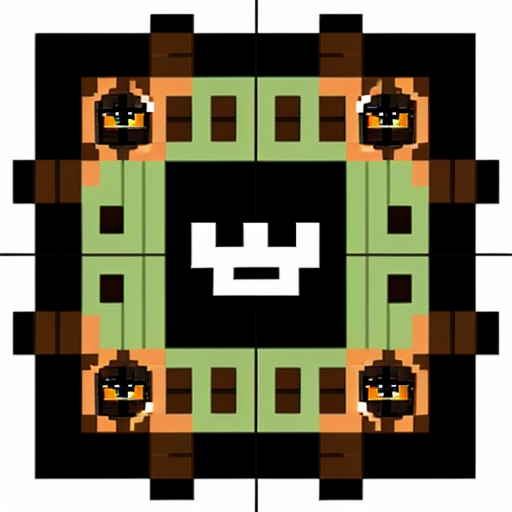 a square with 4 sections the top left section has a creeper face the top right section has enderman eyes the bottom left corner has a cat icon and the last section has two leafs overlapping each other