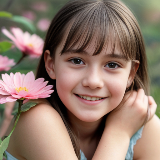A young teen with a  nuddo, surrounded by whimsical flowers and leaves, softly glowing in dreamy, feathery light, ethereal pastel watercolor, impressionist, soft focus, delicate brushstrokes, whimsical, airy, luminous, hopeful, youthful, serene, kindergarden, nighttime