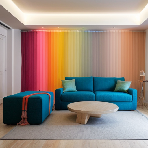 an interior space/installation using light colour fabric