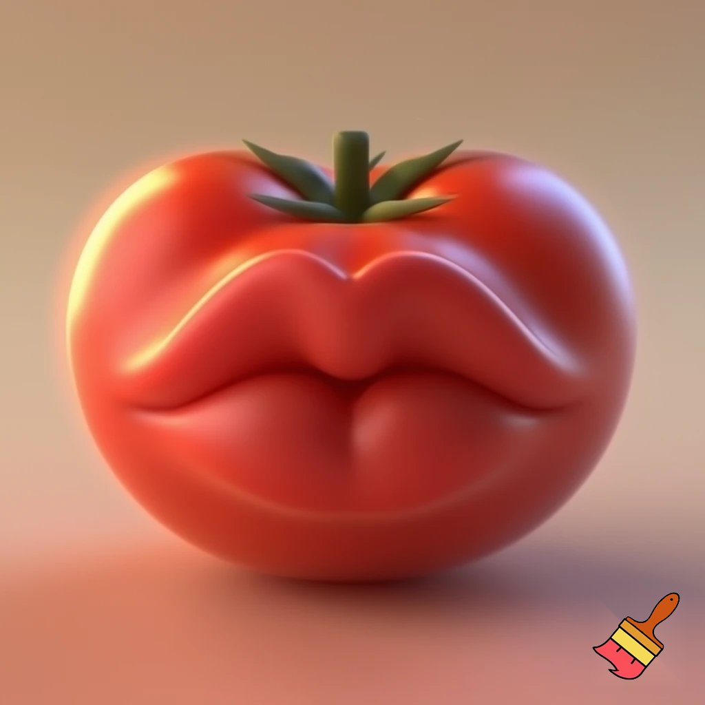 A small tomato with just big lips, with big breast and big rear but no eyes 