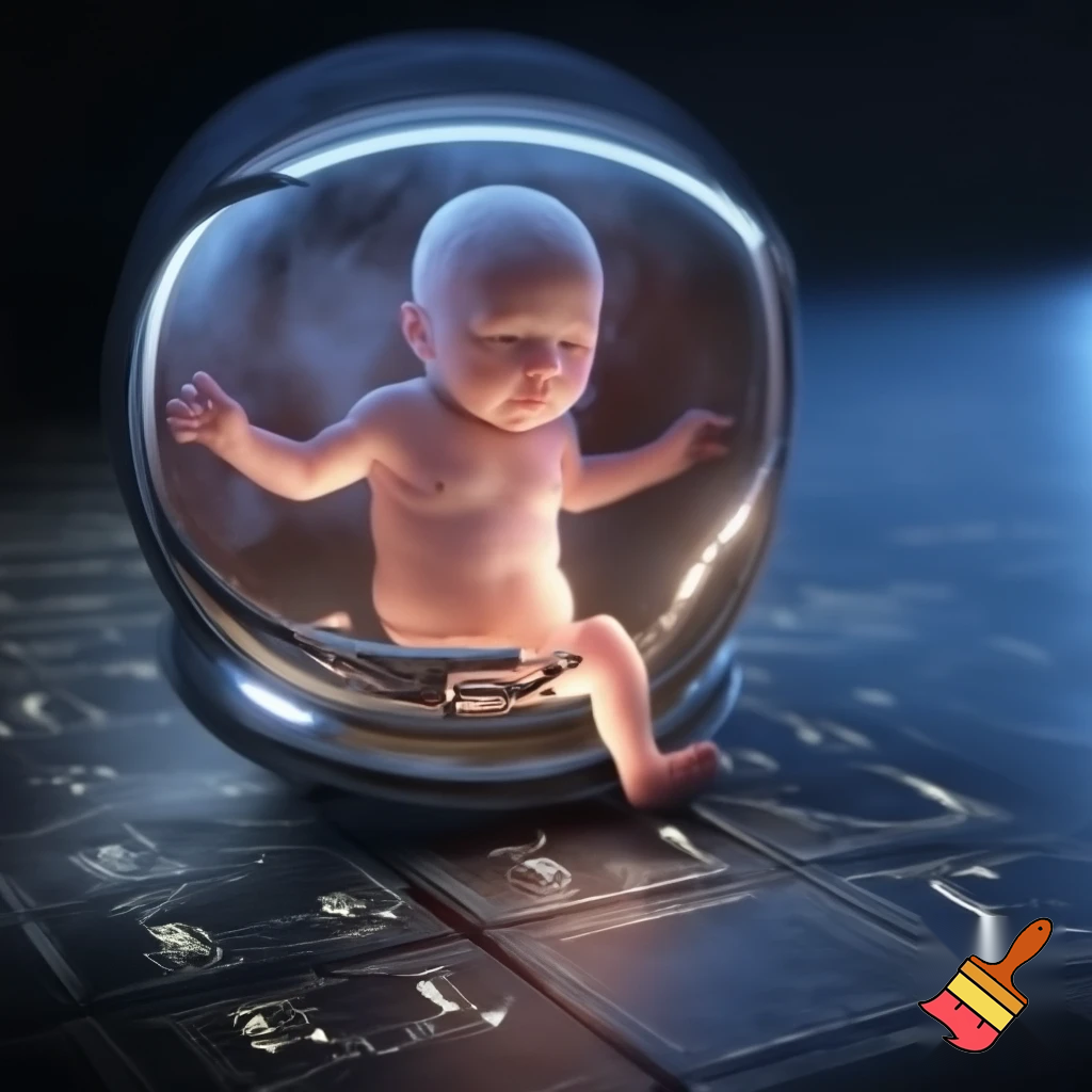 Sterile sci-fi awakening scene — a single pod opens, warm vapor spilling out, shard of sterile light tracing curved glass, a newborn humanoid stepping out: naked but composed, blank expression, clean metallic interior with glowing diagnostic glyphs underfoot, cinematic close-up, photo-realistic + painterly blend.

Settings / Steps:

Aspect ratio 4:5 (portrait) for character focus.

Camera: slightly low, 3/4 view to show pod interior and diagnostics.

Emphasize skin texture + subtle mechanical seams.

Add small depth-of-field to isolate subject.


Negative prompt: mutated hands, extra limbs, bad anatomy, cartoonish, watermark, extra fingers

Variations: silhouette profile, half-lit face, higher contrast for a dramatic poster.
