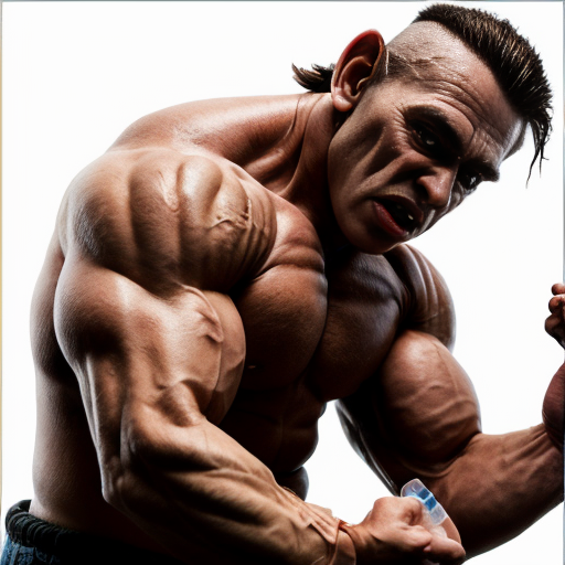 Buff young Man using orc muscle growth hormone injection and turning into an orc