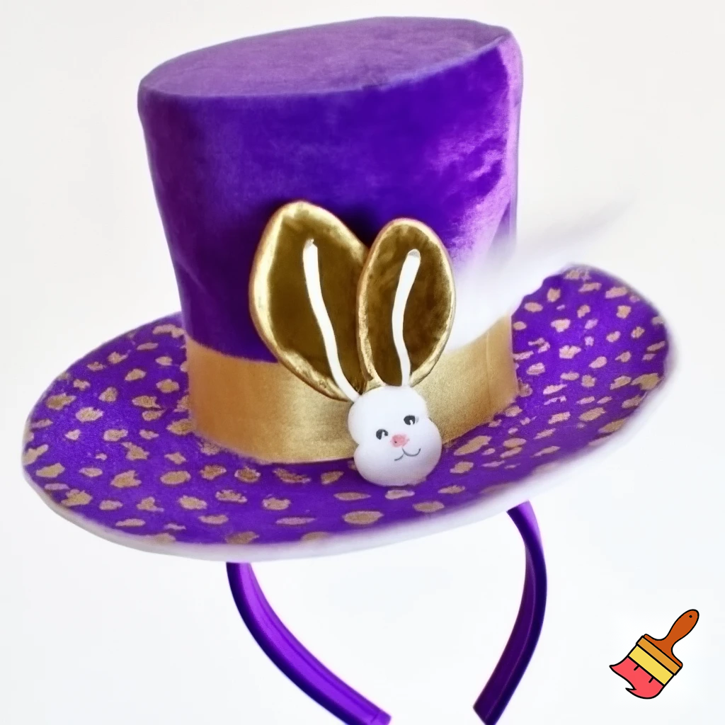Easter top hat headband Easter bunny headband, purple and white with gold Easter top hat headband and fabric velvet and fabric velvet top head headband top hat headband