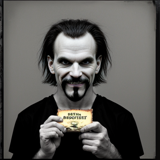 mugshot, rat buff,  cheese in hand, sinister evil smirk