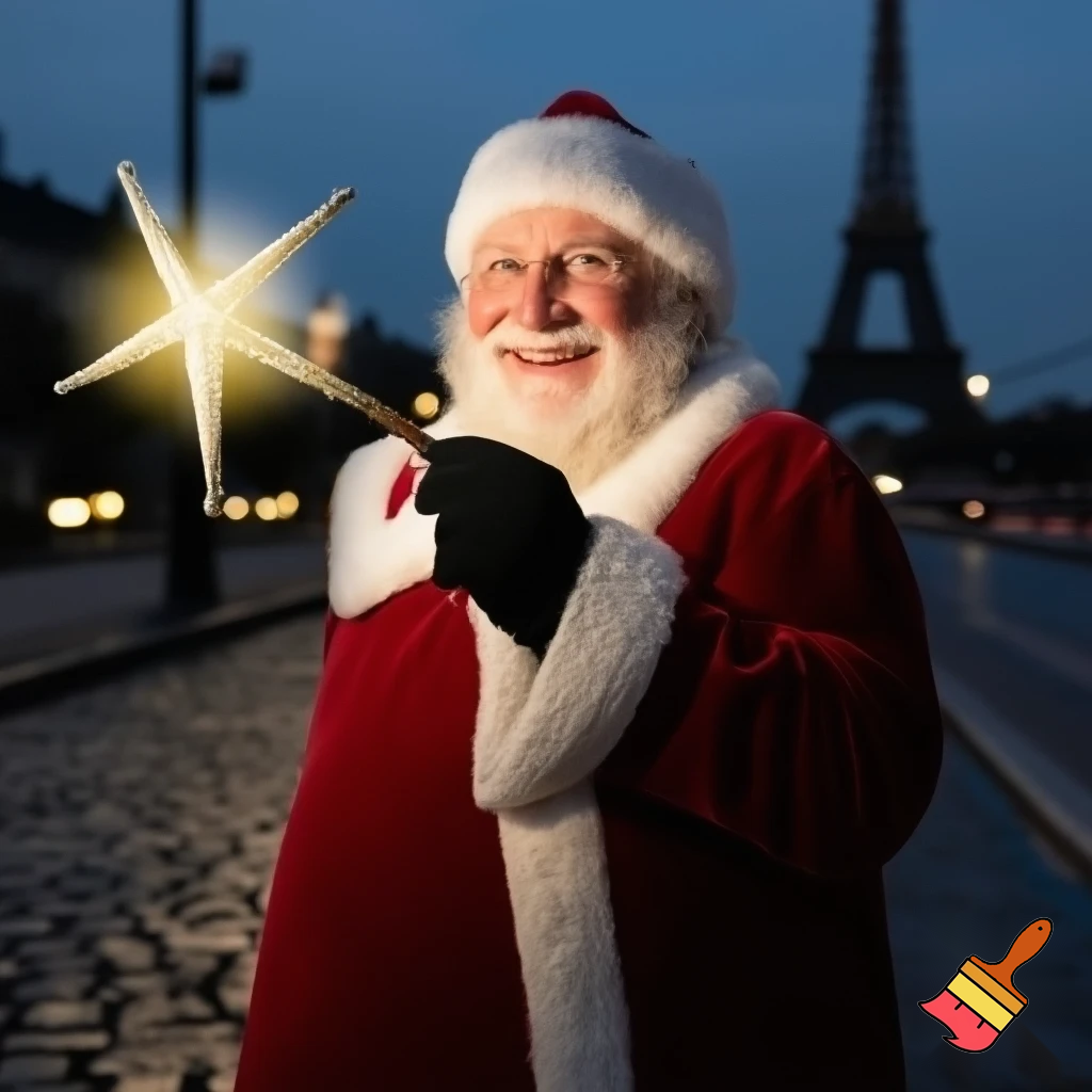 Paris Santa Claus with his magic wand with the star