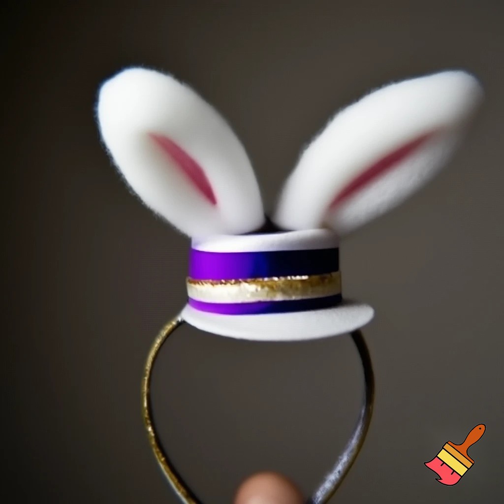 Easter bunny top hat headband, Easter bunny ears headband top hat purple and white and gold