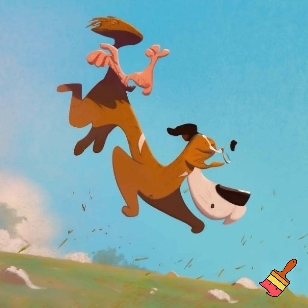 grinchen with his dog Max sliding down from the top of the hill
