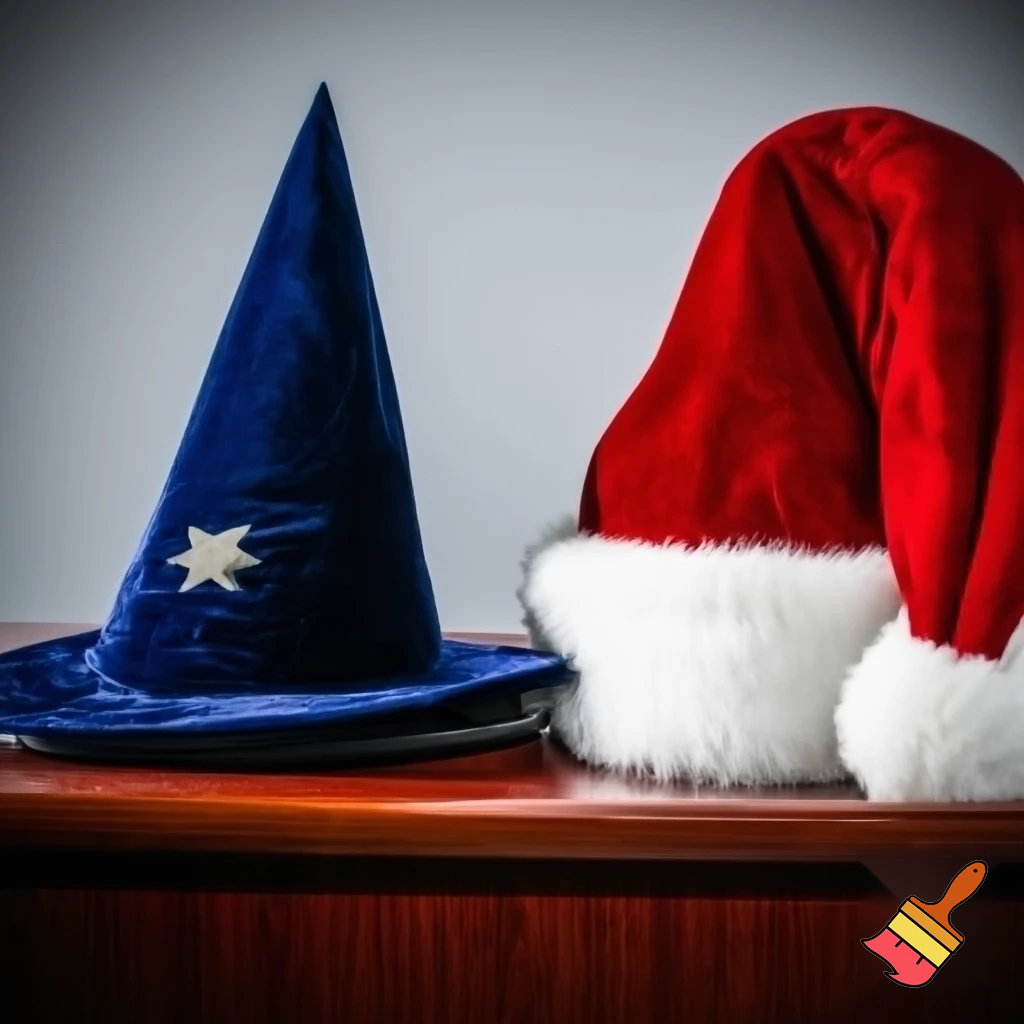 Christmas wizard hat written and velvet Santa Claus hat