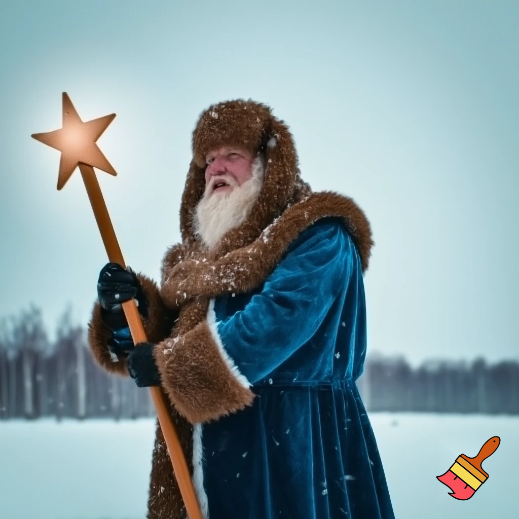 Russia, Santa Claus wood stick star