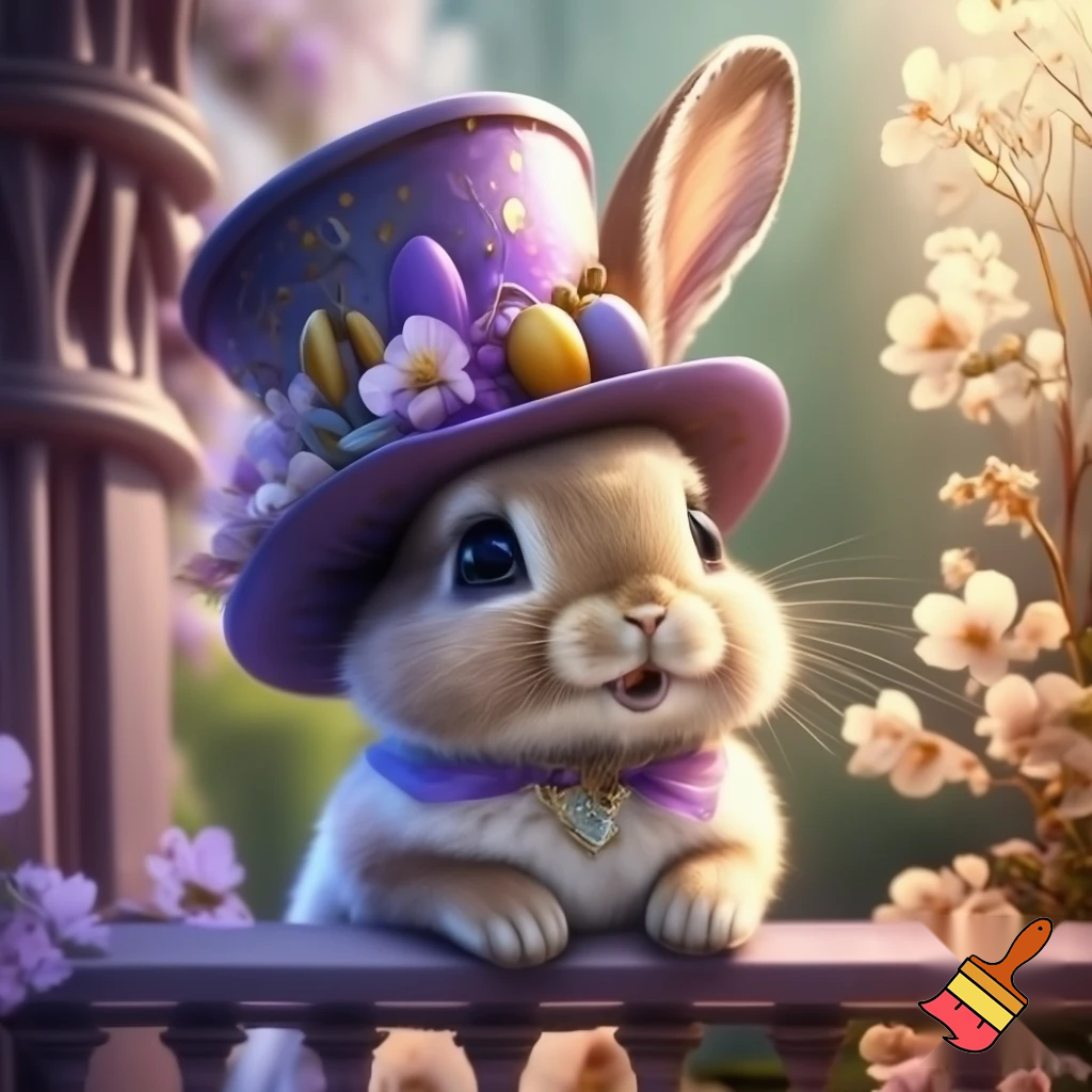 Easter bunny top hat, Easter balcony headband, purple and gold